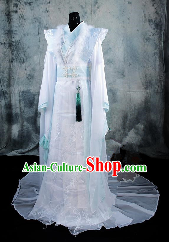 Chinese Ancient Cosplay Costumes, Chinese Traditional Embroidered Prince Clothes, Ancient Chinese Cosplay Swordsman Knight Costume Complete Set For Men