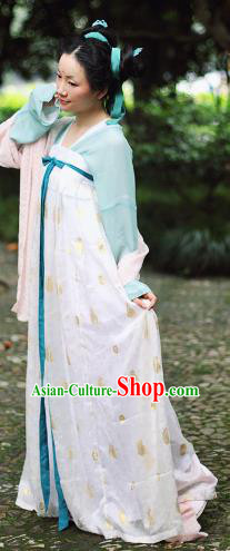 Traditional Chinese Tang Dynasty Princess Embroidered Costume, Asian China Ancient Hanfu Slip Skirt Clothing for Women