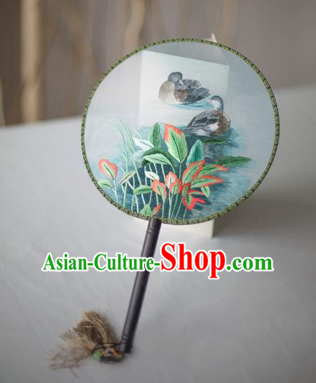 Traditional Chinese Palace Lady Accessories Hanfu Embroidered Fans, Asian China Ancient Round Fan for Women