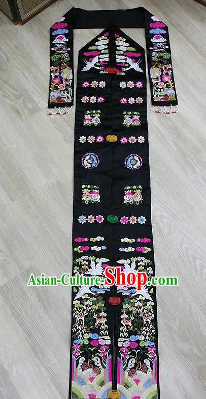 Traditional Korean Palace Lady Hair Accessories Black Headband, Asian Korea Hanbok Bride Embroidered Headwear for Women