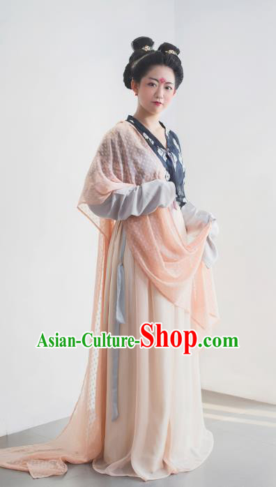 Traditional Chinese Tang Dynasty Imperial Concubine Embroidered Costume, Asian China Ancient Hanfu Dress Clothing for Women