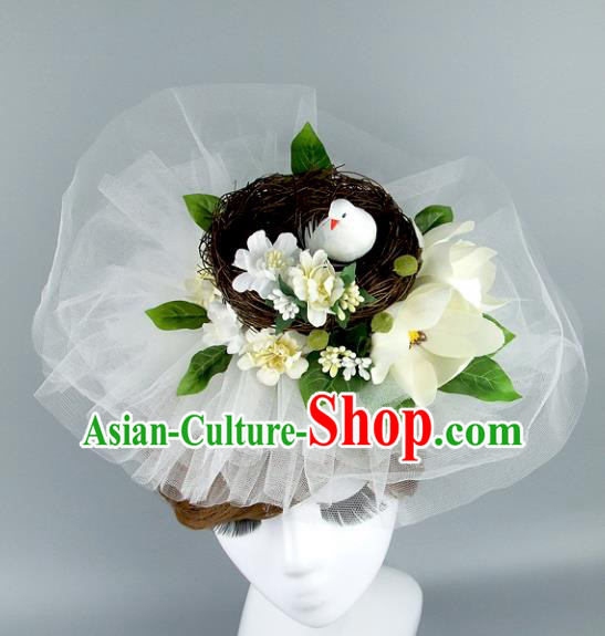 Top Grade Handmade Wedding Hair Accessories Model Show Top Hat, Baroque Style Bride Deluxe Headwear for Women