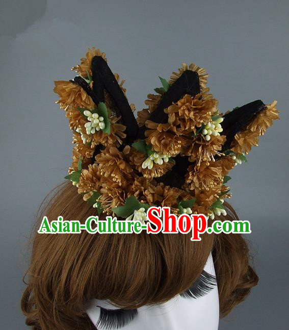 Top Grade Handmade Princess Hair Accessories Model Show Brown Flowers Royal Crown, Baroque Style Bride Deluxe Headwear for Women