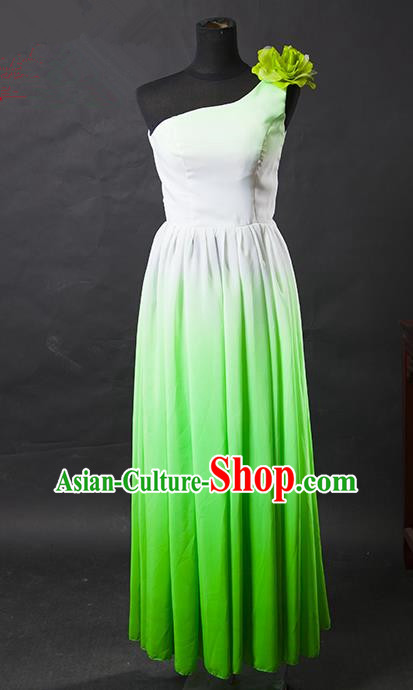 Traditional Chinese Modern Dancing Costume, Women Opening Dance Costume, Modern Dance Green Dress for Women