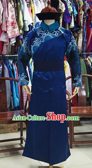 Traditional Ancient Chinese Manchu Court Eunuch Costume, Asian Chinese Qing Dynasty Minister Clothing for Men
