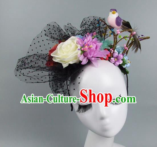 Top Grade Handmade Fancy Ball Hair Accessories Model Show Flowers Hair Clasp, Baroque Style Deluxe Headwear for Women