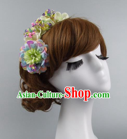 Top Grade Handmade Wedding Hair Accessories Model Show Flowers Headdress, Baroque Style Deluxe Headwear for Women