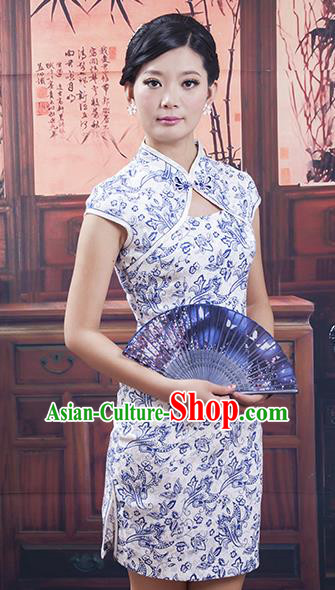 Traditional Chinese National Costume Tang Suit Qipao, China Ancient Cheongsam Silk Chirpaur Dress for Women