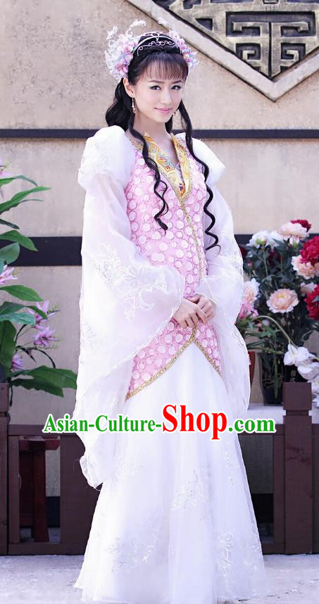 Traditional Chinese Ancient Princess Palace Lady Embroidered Dress Clothing Complete Set for Women