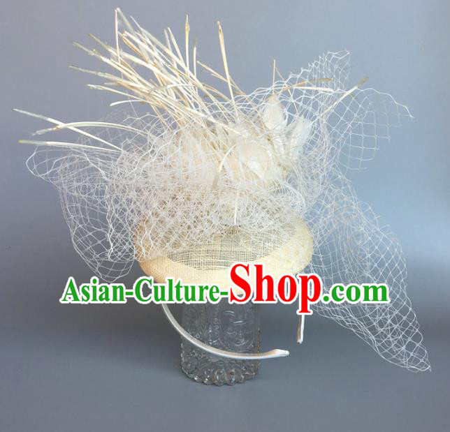 Top Grade Handmade Wedding Hair Accessories White Feather Hair Clasp, Baroque Style Bride Headdress for Women