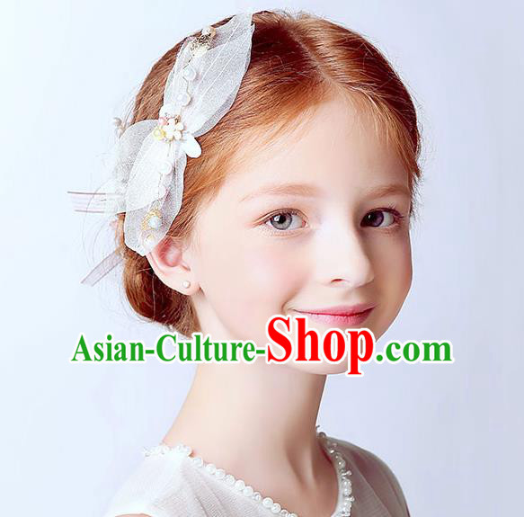 Handmade Children Hair Accessories Pink Bowknot Hair Stick, Princess Halloween Model Show Hair Claw Headwear for Kids