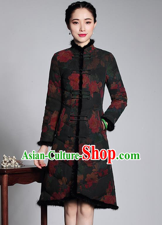 Top Grade Asian Republic of China Plated Buttons Cheongsam Dust Coat, Traditional Chinese Tang Suit Overcoat for Women