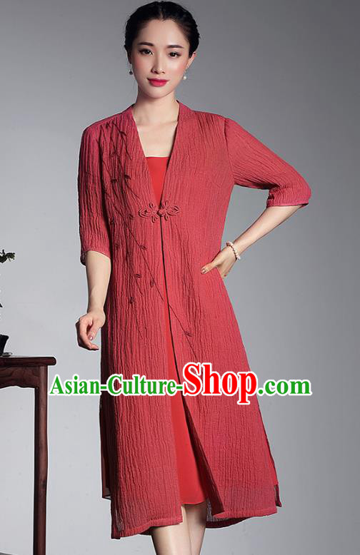 Top Grade Asian Republic of China Plated Buttons Silk Cheongsam Embroidered Cardigan, Traditional Chinese Tang Suit Qipao Dress for Women