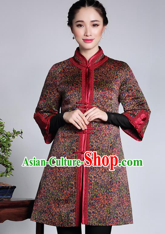 Asian Republic of China Young Lady Retro Stand Collar Cheongsam Coats, Traditional Chinese Qipao Jacket Tang Suit Upper Outer Garment for Women