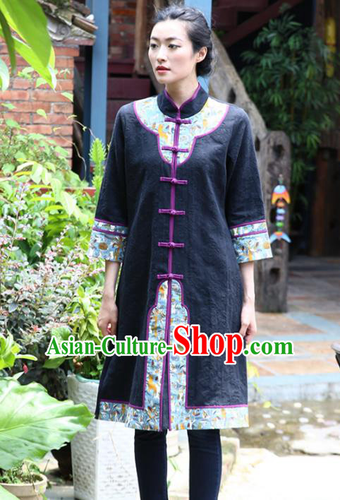 Asian China Top Grade Front Opening Cheongsam Coats, Traditional Chinese Tang Suit Hanfu Plated Button Qipao Shirts for Women