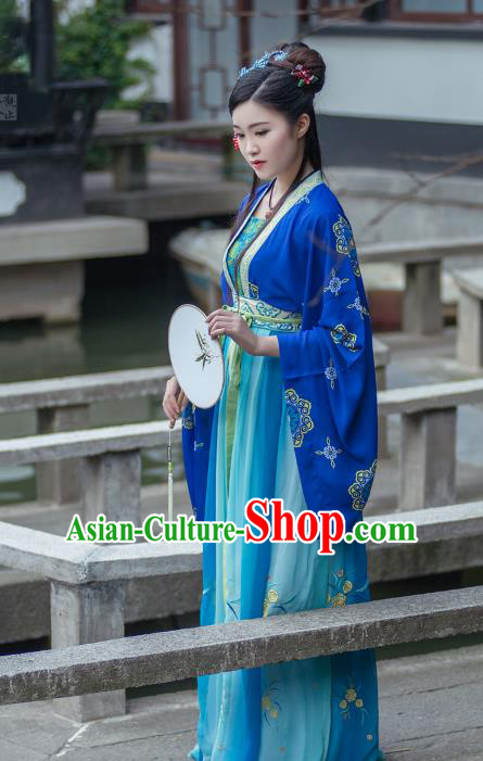 Asian China Tang Dynasty Palace Lady Costume, Traditional Ancient Chinese Imperial Consort Embroidery Clothing for Women