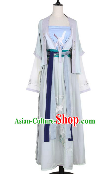 Asian China Song Dynasty Palace Lady Embroidered Costume, Traditional Ancient Chinese Princess Embroidery Hanfu Clothing for Women