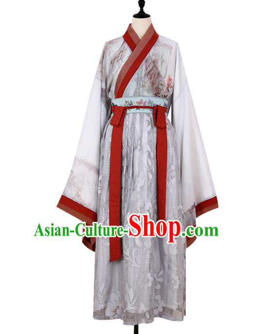Asian China JIn Dynasty Palace Lady Embroidered Clothing, Traditional Ancient Chinese Imperial Princess Hanfu Dress Clothing for Women