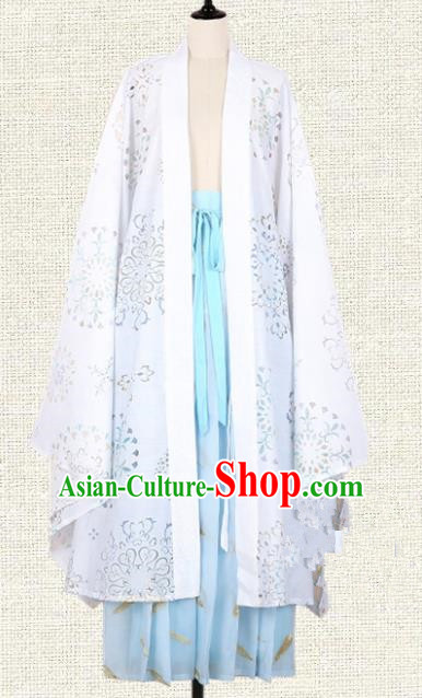 Asian China Tang Dynasty Princess Embroidered Wide Sleeve Cardigan, Traditional Ancient Chinese Palace Lady Hanfu Costume for Women