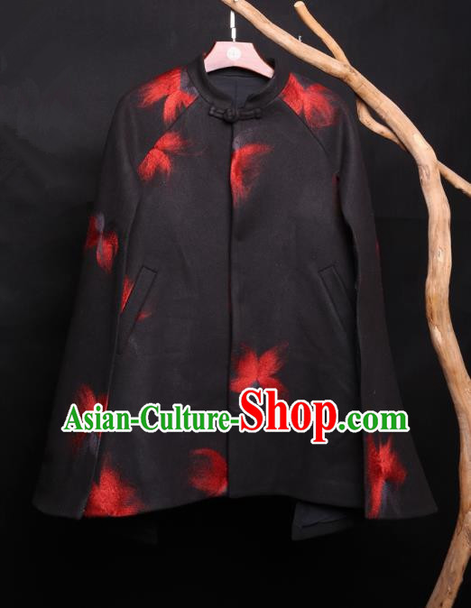 Asian China National Costume Woolen Printing Coat, Traditional Chinese Tang Suit Jacket Clothing for Men