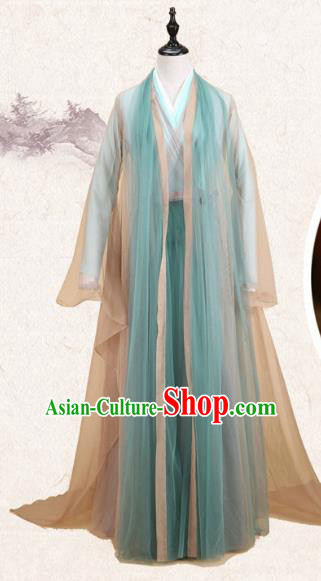 Traditional Ancient Chinese Imperial Consort Fairy Costume, Elegant Hanfu Clothing Chinese Tang Dynasty Empress Green Clothing for Women