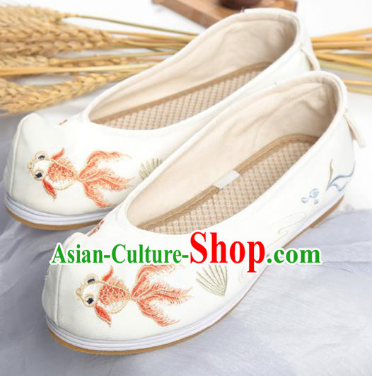 Traditional Ancient Chinese Palace Lady Hanfu Embroidered White Shoes Bow Shoes, Asian China Princess Blood Stained Shoes for Women