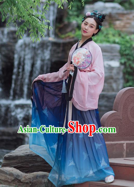 Traditional Ancient Chinese Tang Dynasty Young Lady Costume, Elegant Hanfu Clothing Chinese Dress Clothing for Women