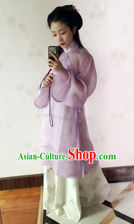 Traditional Chinese Ancient Costume Purple Blouse and Skirt, Asian China Ming Dynasty Nobility Lady Hanfu Clothing for Women