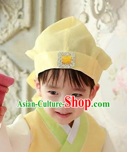 Traditional Korean Hair Accessories Yellow Baby Hats, Asian Korean Fashion National Boys Headwear for Kids