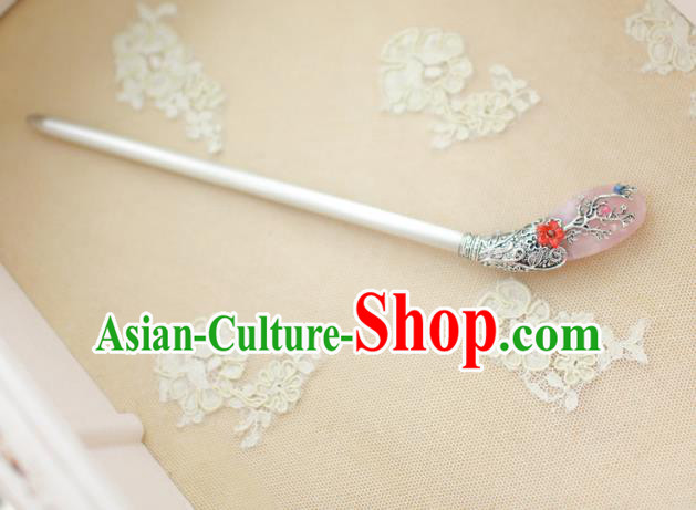 Traditional Korean Hair Accessories Bride Pink Jade Hairpins, Asian Korean Fashion Wedding Headwear for Kids