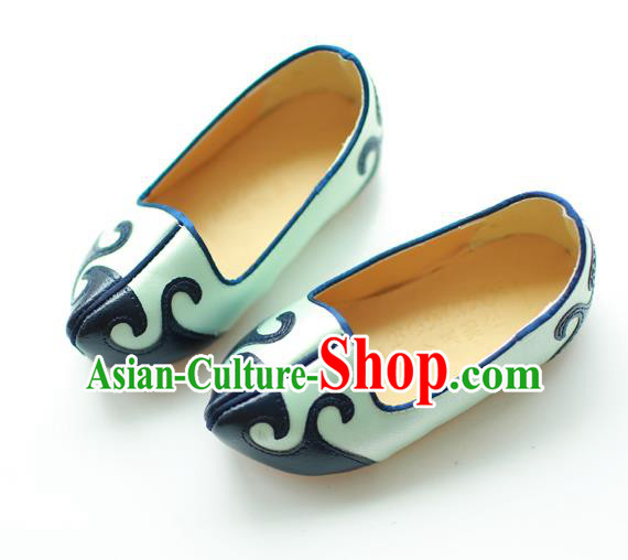 Traditional Korean National Wedding Embroidered Blue Shoes, Asian Korean Hanbok Girls Embroidery Shoes for Kids