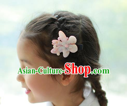 Traditional Korean National Hair Accessories Wedding Princess Light Pink Flowers Hair Stick, Asian Korean Fashion Hanbok Hair Claw Headwear for Girls