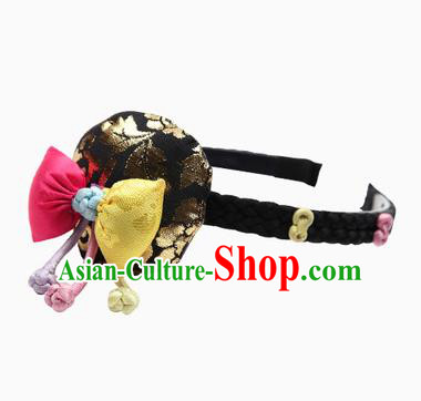 Traditional Korean Hair Accessories Black Hair Clasp, Asian Korean Hanbok Fashion Headwear Hanbok Headband for Kids