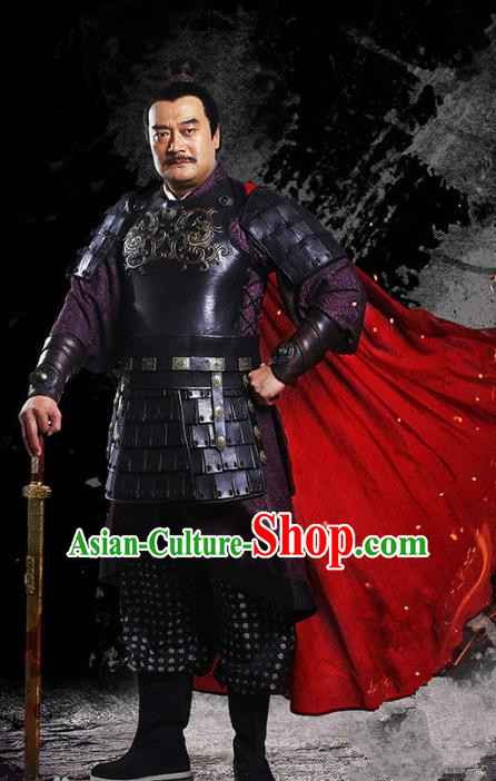 Traditional Chinese Ancient Han Dynasty General Costume, Chinese Three Kingdoms Period Knight Armor Clothing for Men