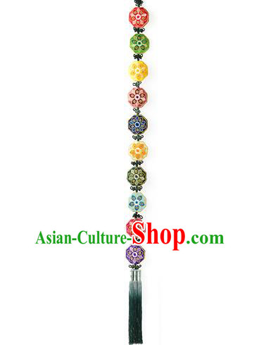 Traditional Korean Accessories Waist Pendant Embroidered Chinese Knot Palace Taeniasis, Asian Korean Wedding Hanbok Tassel Waist Decorations for Women