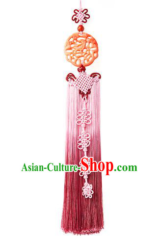 Traditional Korean Accessories Waist Pendant Chinese Knot Palace Taeniasis, Asian Korean Wedding Hanbok Pink Tassel Waist Decorations for Women