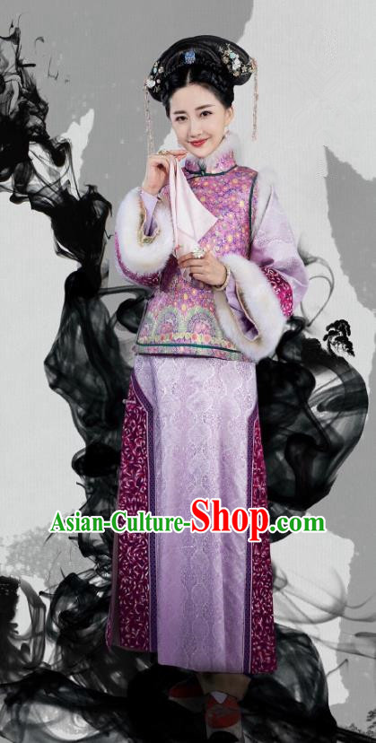 Traditional Chinese Qing Dynasty Imperial Consort Costume, China Ancient Manchu Lady Mandarin Embroidered Clothing for Women