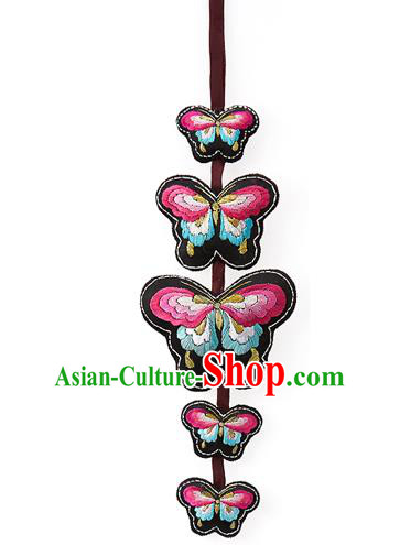 Asian Korean Hanbok Embroidered Butterfly Tassel Waist Decorations, Korean National Belts Accessories Wedding Bride Waist Pendant for Women