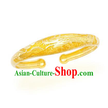 Asian Korean Hanbok Accessories Gold Dragon Longevity Bracelet for Baby