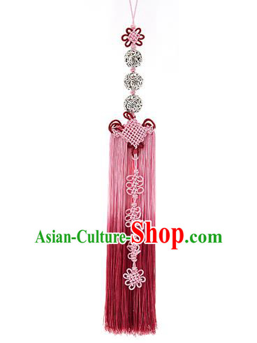 Korean National Belts Accessories Bride Wedding Hanbok Pink Waist Pendant, Asian Korean Tassel Chinese Knot Waist Decorations for Women