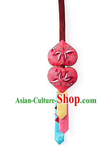 Korean National Belts Accessories Bride Wedding Hanbok Embroidered Pink Waist Pendant, Asian Korean Waist Decorations for Women