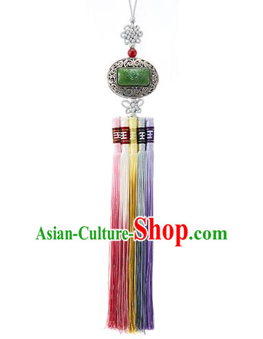 Korean National Belts Accessories Bride Wedding Hanbok Jade Tassel Waist Pendant, Asian Korean Waist Decorations for Women