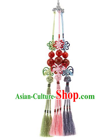 Korean National Accessories Bride Wedding Chinese Knot Beads Waist Pendant, Asian Korean Hanbok Tassel Waist Decorations for Women