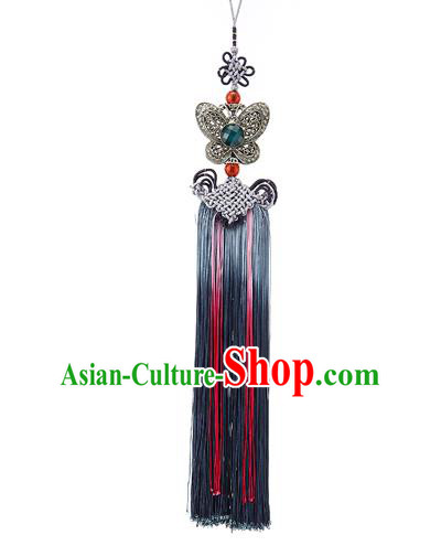 Asian Korean Chinese Knot Tassel Butterfly Waist Decorations, Korean National Belts Accessories Bride Wedding Hanbok Waist Pendant for Women