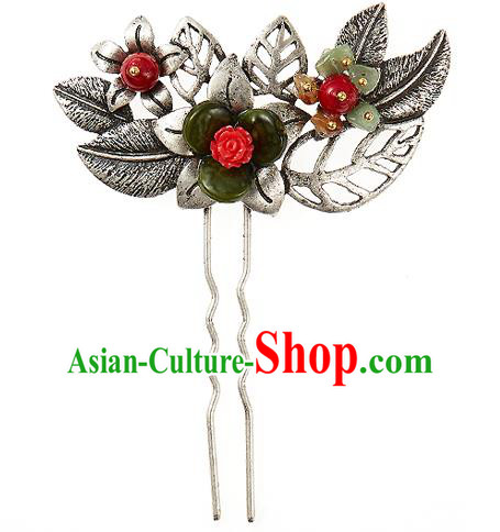 Traditional Korean National Wedding Hair Accessories Bride Palace Flowers Hairpins, Korean Hanbok Fashion Hair Stick Headwear for Women
