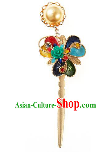 Traditional Korean National Hair Accessories Golden Hairpins, Korean Palace Hanbok Fashion Headwear for Women