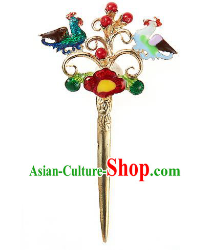 Traditional Korean National Hair Accessories Mandarin Duck Hairpins, Korean Palace Hanbok Fashion Headwear for Women