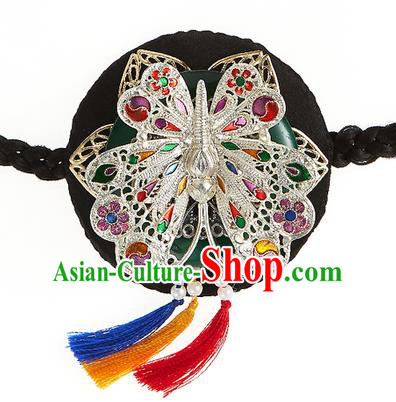 Korean National Wedding Hair Accessories Bride Black Butterfly Hair Clasp, Korean Hanbok Fashion Headband for Kids