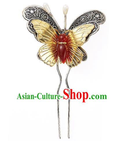 Korean National Wedding Hair Accessories Bride Butterfly Hair Clip, Korean Hanbok Fashion Palace Hairpins for Women