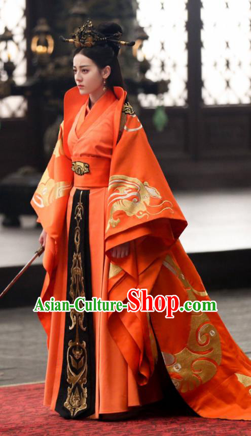 Traditional Chinese Qin Dynasty Imperial Empress Costume, Asian China Ancient Palace Lady Embroidered Tailing Clothing for Women